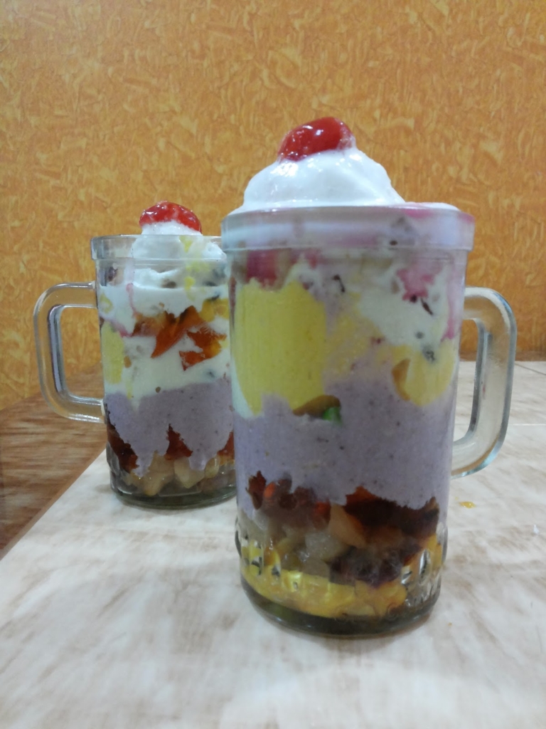 Gadbad Ice Cream , Goan’s favourite is served in a tall glass or bowl. It is a combination of different ice creams served in one serving, topped with noodles and jelly. The perfect summer special everyone will enjoy the Gadbad Ice Cream on a hot summer day.