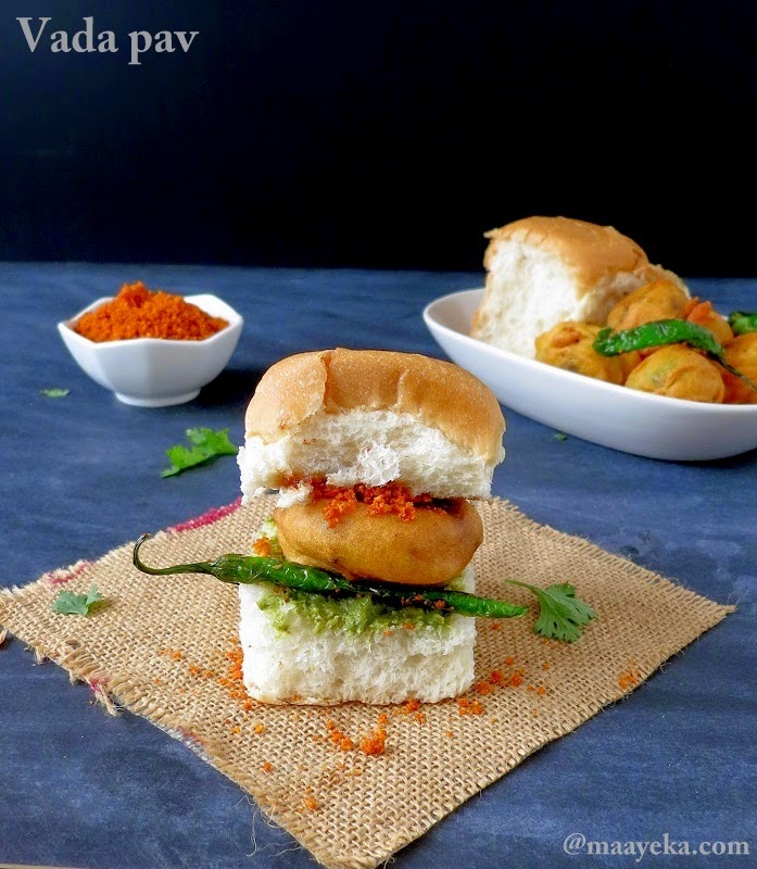 Vada Pav  is the most favorite snack in Maharashtra.It is Potato Bhaji ball dipped in Besan Flour and fried in hot oil. It is stuffed in Pav with Garlic Chutney and fried Chilli. VadaPav is super delicious when served hot- hot spicy and slight crunchiness. It is also known as ‘INDIAN BURGER’.