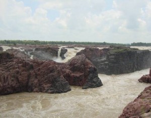 Raneh waterfalls during monsoon season, khajuraho, India. Traveling during monsoons
