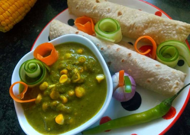 Indian Food Recipe: Palak Corn Sabzi